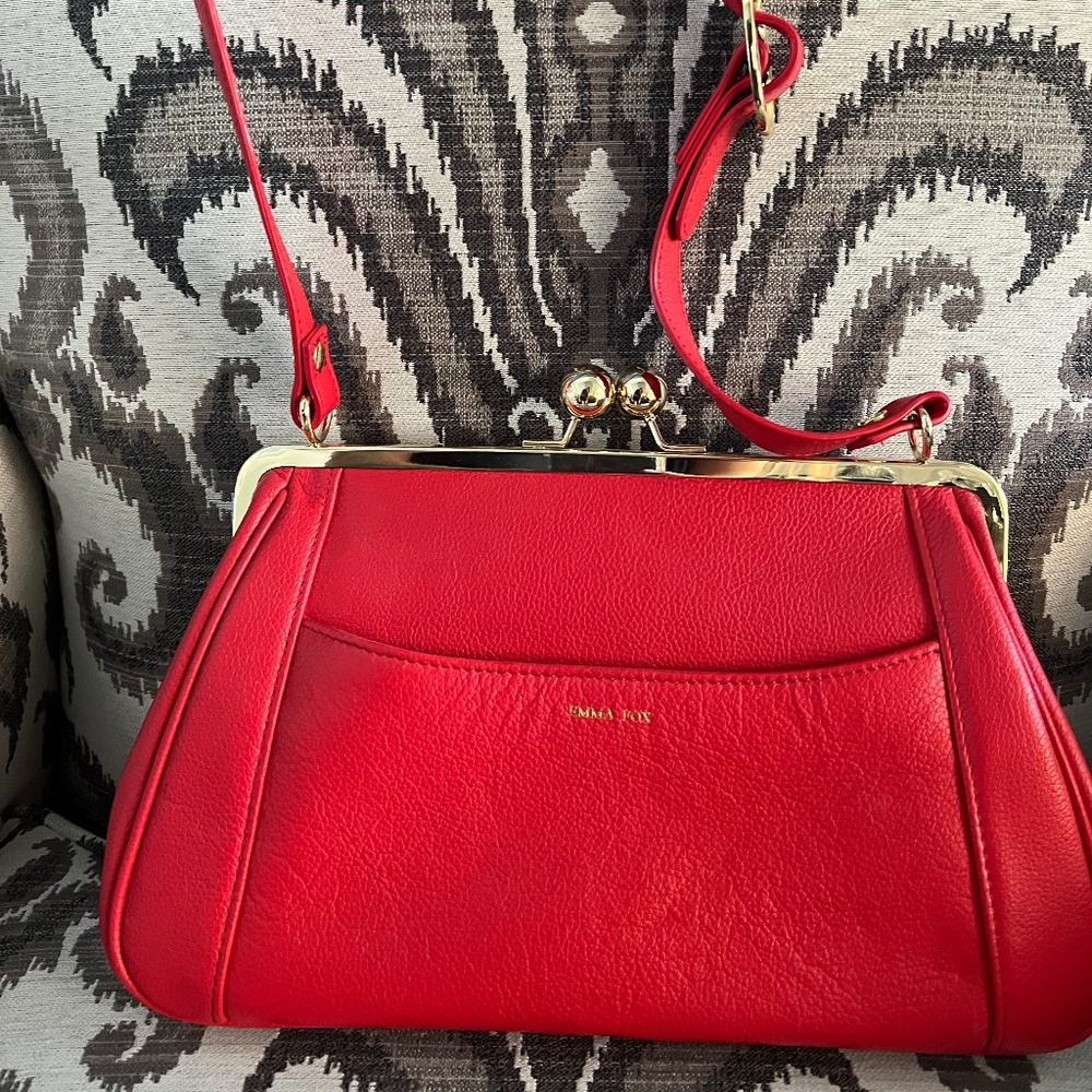 Emma Fox red leather shoulder bag